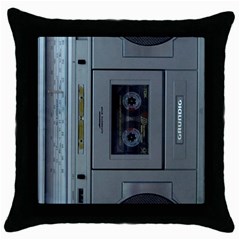 Vintage Tape Recorder Throw Pillow Case (black) by Nexatart