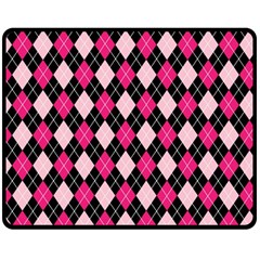 Argyle Pattern Pink Black Double Sided Fleece Blanket (medium) 