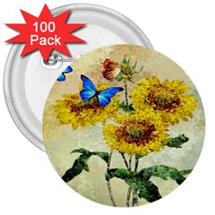 Backdrop Colorful Butterfly 3  Buttons (100 Pack) 