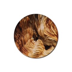 Brown Beige Abstract Painting Rubber Round Coaster (4 Pack) 