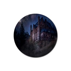 Castle Mystical Mood Moonlight Rubber Coaster (round)  by Nexatart