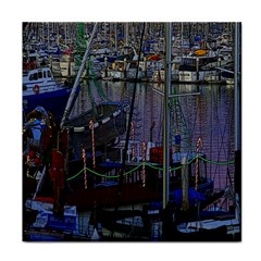 Christmas Boats In Harbor Face Towel