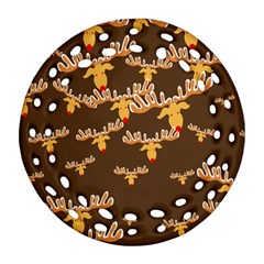 Christmas Reindeer Pattern Ornament (round Filigree)