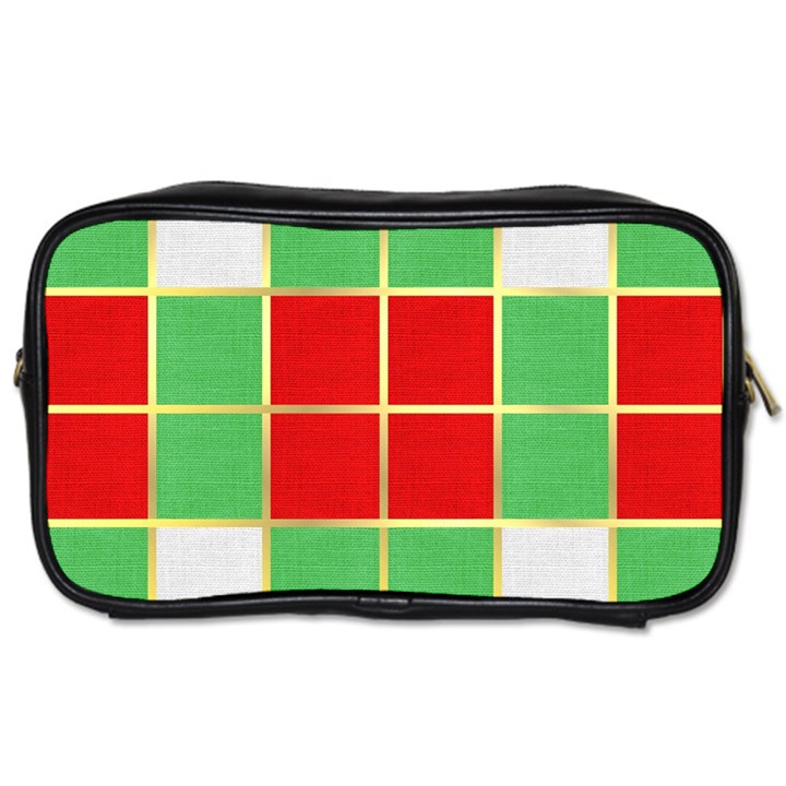 Christmas Fabric Textile Red Green Toiletries Bags 2-Side