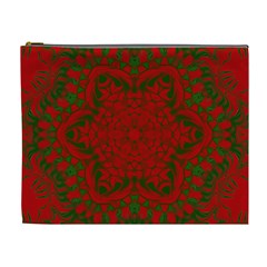 Christmas Kaleidoscope Art Pattern Cosmetic Bag (xl) by Nexatart