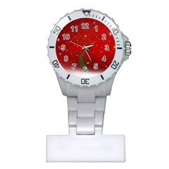 Christmas Modern Day Snow Star Red Plastic Nurses Watch by Nexatart