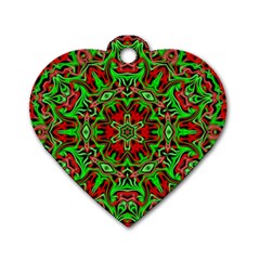 Christmas Kaleidoscope Pattern Dog Tag Heart (one Side) by Nexatart