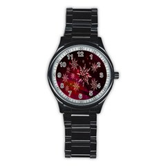 Christmas Snowflake Ice Crystal Stainless Steel Round Watch