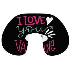  I Love You My Valentine / Our Two Hearts Pattern (black) Travel Neck Pillows by FashionFling