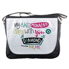 My Every Moment Spent With You Is Diamond To Me / Diamonds Hearts Lips Pattern (white) Messenger Bags by FashionFling