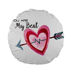 You Are My Beat / Pink And Teal Hearts Pattern (white)  Standard 15  Premium Round Cushions