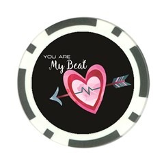 You Are My Beat / Pink And Teal Hearts Pattern (black)  Poker Chip Card Guard (10 Pack) by FashionFling