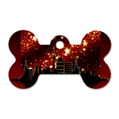 City Silhouette Christmas Star Dog Tag Bone (two Sides) by Nexatart