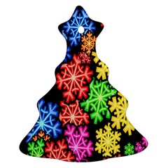 Colourful Snowflake Wallpaper Pattern Christmas Tree Ornament (two Sides)
