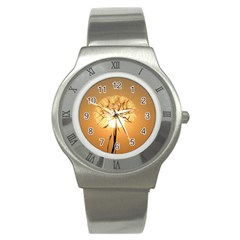 Dandelion Sun Dew Water Plants Stainless Steel Watch