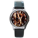 Fabric Yikes Texture Round Metal Watch Front