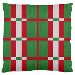 Fabric Green Grey Red Pattern Large Flano Cushion Case (two Sides) by Nexatart