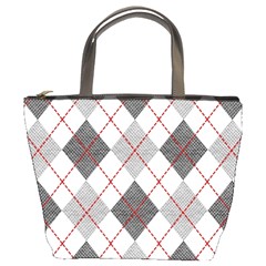 Fabric Texture Argyle Design Grey Bucket Bags