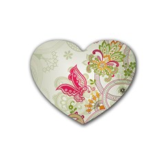 Floral Pattern Background Rubber Coaster (heart) 