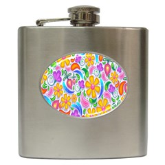 Floral Paisley Background Flower Hip Flask (6 Oz) by Nexatart