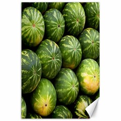 Food Summer Pattern Green Watermelon Canvas 24  X 36 