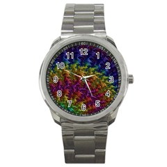 Fractal Art Design Colorful Sport Metal Watch by Nexatart