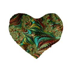 Fractal Artwork Pattern Digital Standard 16  Premium Flano Heart Shape Cushions by Nexatart