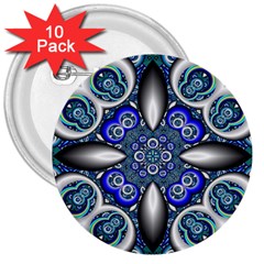 Fractal Cathedral Pattern Mosaic 3  Buttons (10 Pack)  by Nexatart