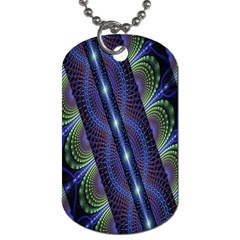 Fractal Blue Lines Colorful Dog Tag (one Side)