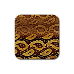 Golden Patterned Paper Rubber Coaster (square)  by Nexatart