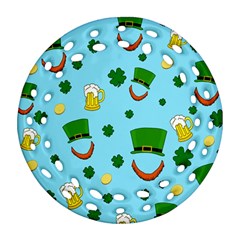 St  Patrick s Day Pattern Ornament (round Filigree) by Valentinaart