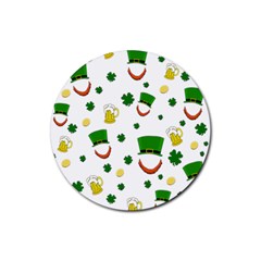 St  Patrick s Day Pattern Rubber Round Coaster (4 Pack)  by Valentinaart