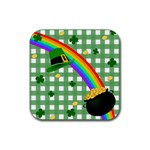 St. Patrick s day rainbow Rubber Coaster (Square) 