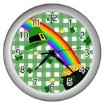 St. Patrick s day rainbow Wall Clocks (Silver) 