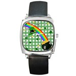 St. Patrick s day rainbow Square Metal Watch