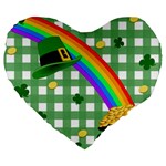 St. Patrick s day rainbow Large 19  Premium Flano Heart Shape Cushions