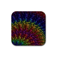 Fractal Art Design Colorful Rubber Coaster (square) 