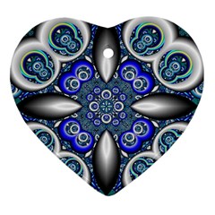 Fractal Cathedral Pattern Mosaic Heart Ornament (two Sides)