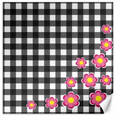 Floral Plaid Pattern Canvas 20  X 20   by Valentinaart