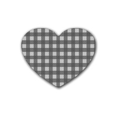 Gray Plaid Pattern Rubber Coaster (heart)  by Valentinaart