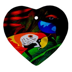 Papgei Red Bird Animal World Towel Heart Ornament (two Sides) by Nexatart