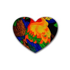 Parakeet Colorful Bird Animal Heart Coaster (4 Pack)  by Nexatart