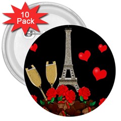 Pariz 3  Buttons (10 Pack)  by Valentinaart