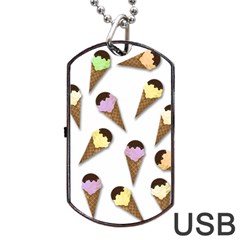 Ice Cream Pattern Dog Tag Usb Flash (two Sides) by Valentinaart