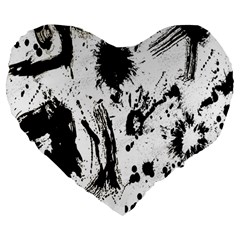 Pattern Color Painting Dab Black Large 19  Premium Heart Shape Cushions