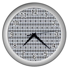 Pattern Grid Squares Texture Wall Clocks (silver) 
