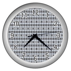 Pattern Grid Squares Texture Wall Clocks (silver)  by Nexatart