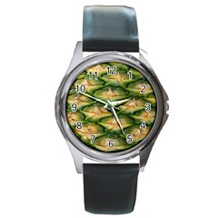 Pineapple Pattern Round Metal Watch