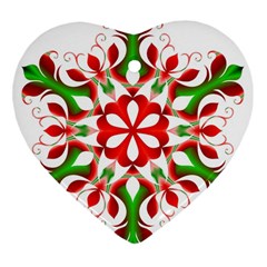 Red And Green Snowflake Heart Ornament (two Sides)