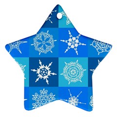 Seamless Blue Snowflake Pattern Star Ornament (two Sides)